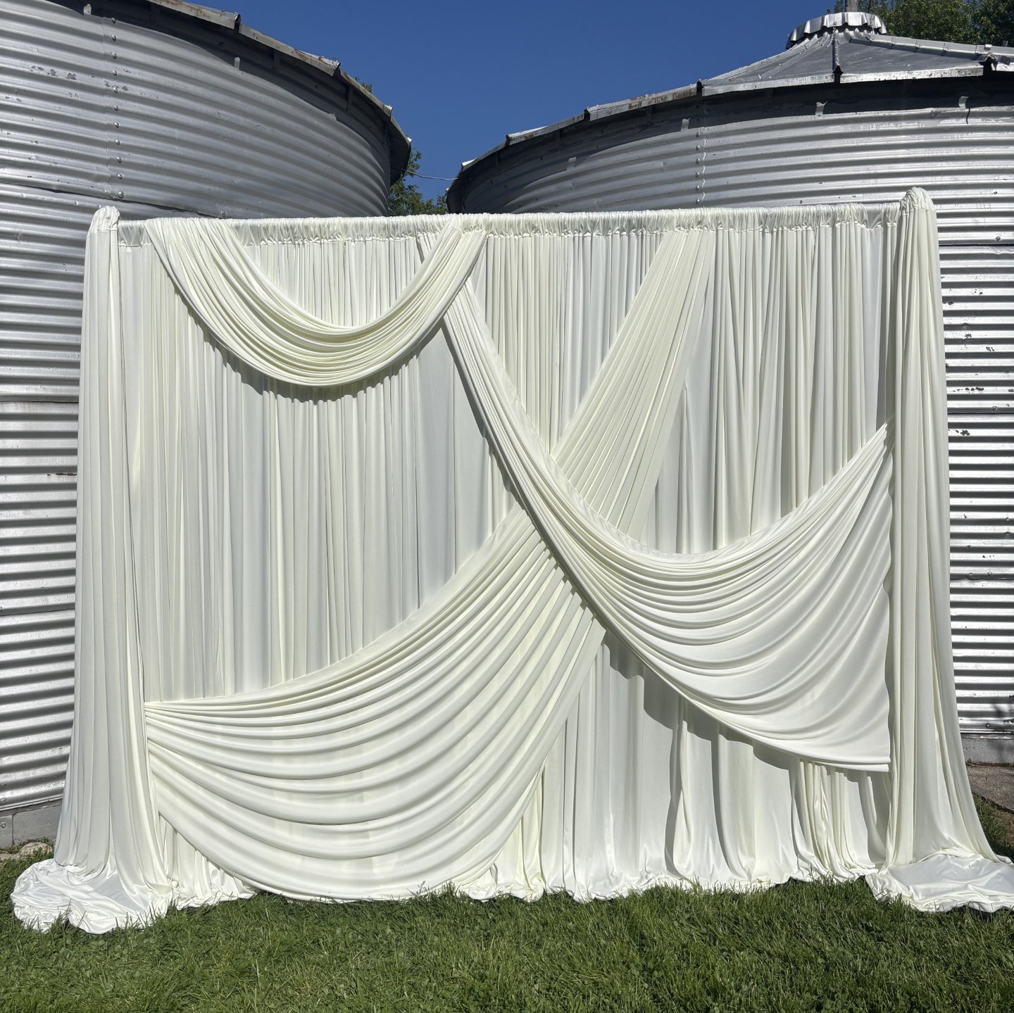 White flower wall rental setup